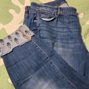 Loft Plus- EUC Denim jean with Embroidered Cuff - 26W